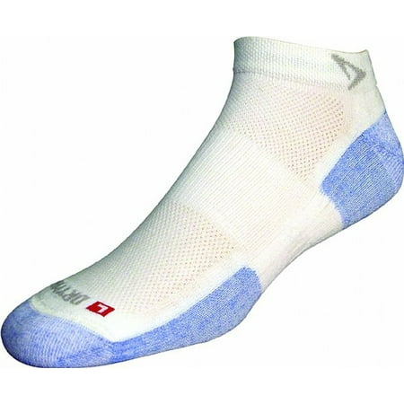 Hot Weather Run Mini Crew, White/Blue, Size: L (Dmx-Run-11573-P), Breathable mesh stripe vents keep feet cool and dry, and the vented arch band holds sock in