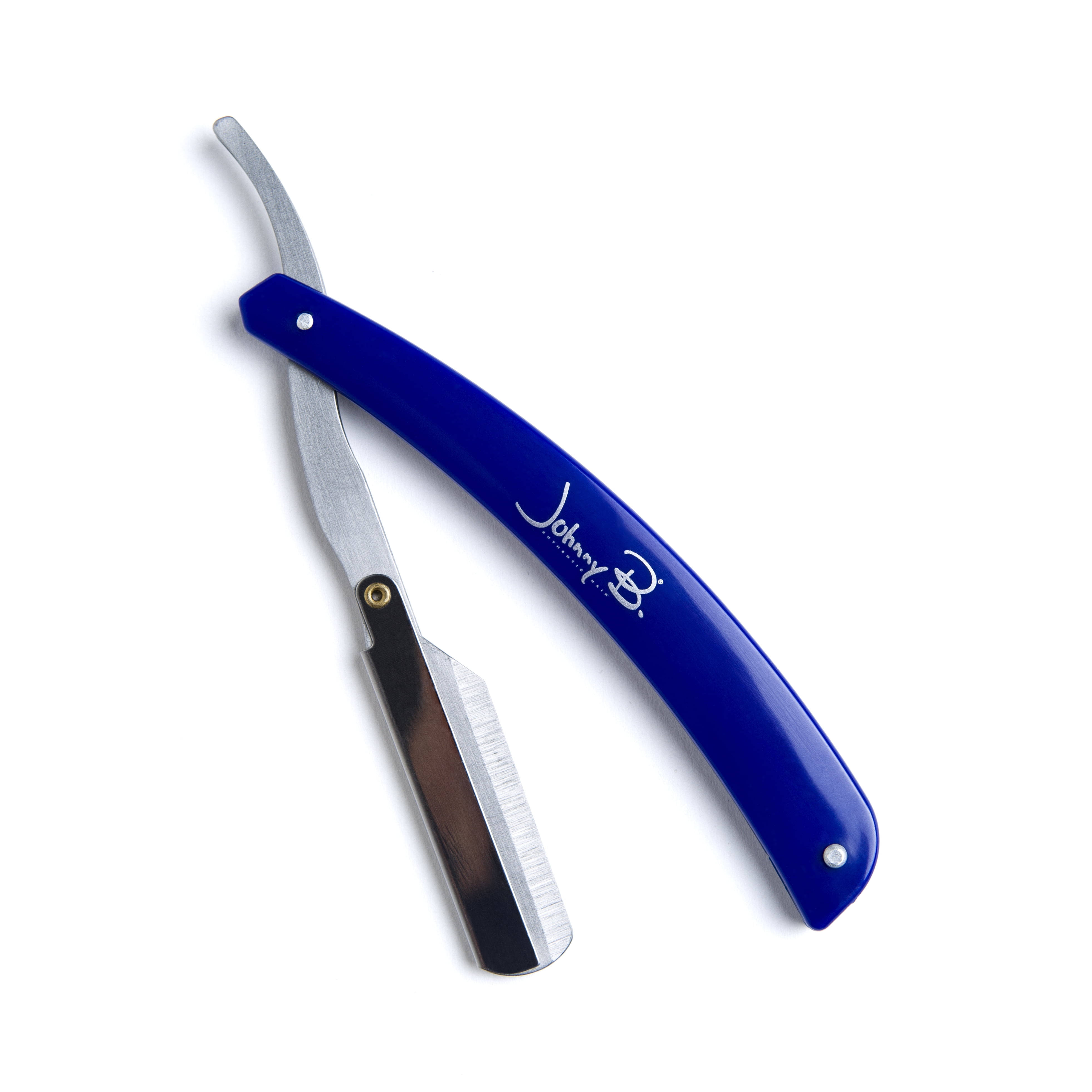 Johnny B Professional Barber Straight Edge Razor with 10 Replacement Blades (Blue)