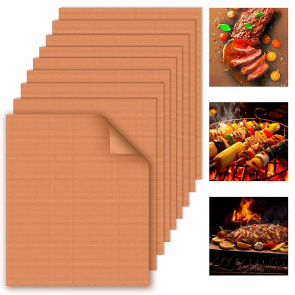 7-Pack Non-Stick Grill Mats - 15.75x13 Inch Reusable BBQ Mats for Gas, Charcoal & Electric Grills, PFOA-Free & Easy to Clean