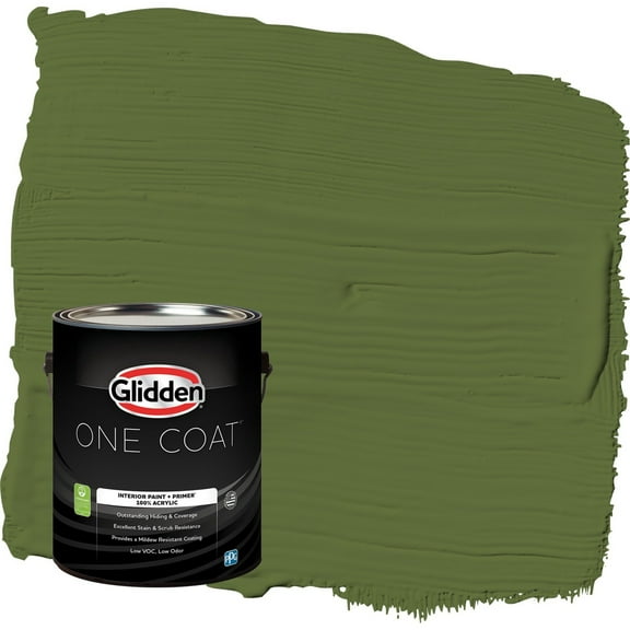 Glidden One Coat Globe Artichoke / Green Eggshell Interior Paint with Primer, 1 Gallon