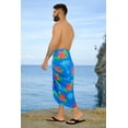 thumbnail image 4 of HAPPY BAY Men's Pareo Swim Trunk Surfing Sarong Long Beach Wrap One Size Aqua, Hibiscus Palm Summer Vacation Aloha, 4 of 5