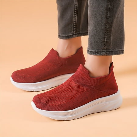 

PhoneSoap Foot Shoes Mesh Color Fashion Breathable Running Ladies Sneakers Solid Women s Sneakers Red