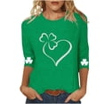 thumbnail image 1 of vdgthytj T-Shirts pour Femmes de la Saint-Patrick à Manches 3/4, Grande Taille, Col Ras du Cou, Trèfle, T-Shirt Graphique pour les Fêtes, 1 of 5