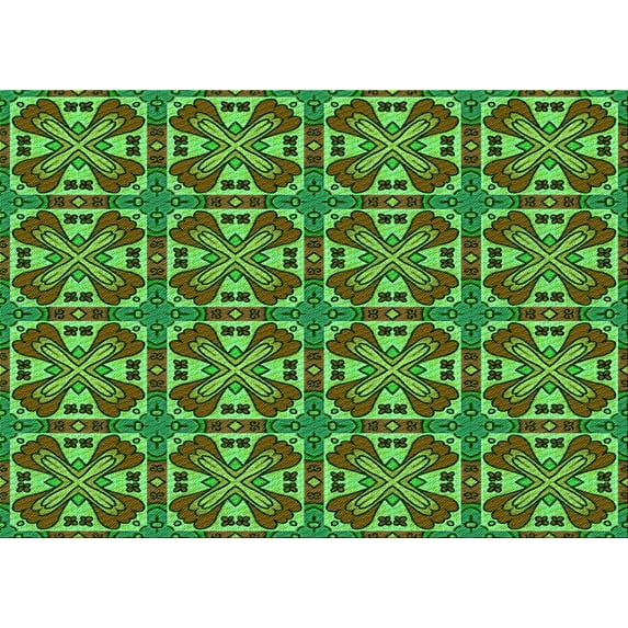 Ahgly Company Indoor Rectangle Patterned Nebula Green Area Rugs, 2' x 4'