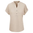 thumbnail image 4 of T Shirts for Women V Neck Casual Brushed Strip V Neck Bat Short Sleeved T Shirt, 4 of 6