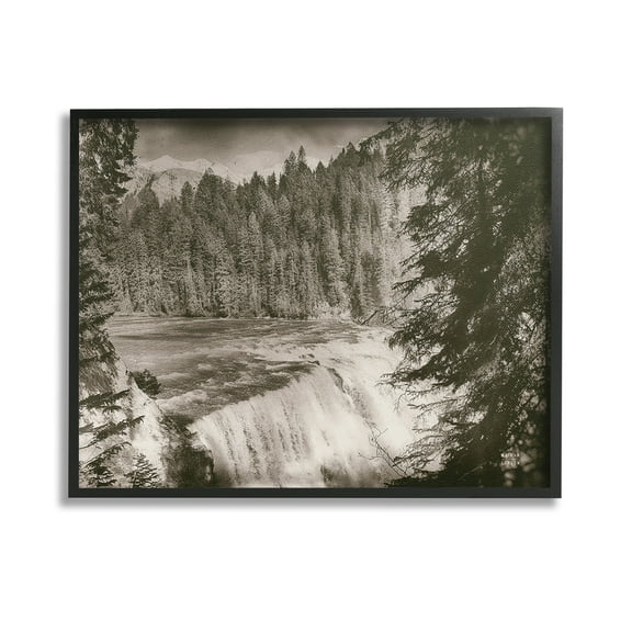 Stupell Industries Woodland Waterfall Photography Landscape Photography Black Framed Art Print Wall Art, 14 x 11