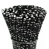 Just Artifacts Premium Biodegradable Halloween Paper Straws (100pcs, Black with White Bats)