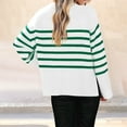 thumbnail image 2 of Women'S Striped Knit Oversized Fall Sweaters 2025 Trendy Clothes Crewneck Winter Pullover Sweater Side Split Green XL, 2 of 4