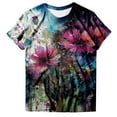thumbnail image 4 of Women's Bleached Sublimation Short Sleeve Tshirts Cute Tees Tops Casual Soft Breathable Lightweight Trendy Summer Blanks, 4 of 4