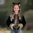 thumbnail image 2 of Otqutp Zip Up Hoodie for Girls Skeleton Print Cat Ear Long Sleeve Jacket Kids Halloween Sweatshirt Fall Windproof Coats, 2 of 4