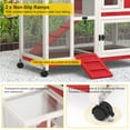 thumbnail image 5 of GOJOOASIS Rabbit Hutch Indoor, Water Resistant Wood Chicken Coop Outdoor with 3 Removable Tray & Running Cage & Ramp & Wheels, Red & White, 5 of 7