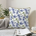 thumbnail image 6 of Fotbe Blue Flax Flowers Pattern Velvet Decorative Throw Pillow Covers with Elegant Piping, Soft Plush Cushion Cover for Sofa, Bed, Car, Office-16"x16", 6 of 8