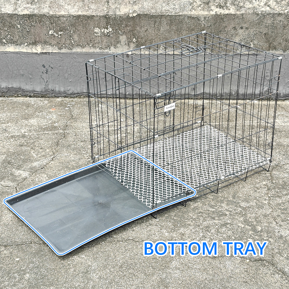 Sturdy Iron Pet Cage for Cats & Dogs - 22.8"x16.5"x19.3" Heavy-Duty Enclosure with Secure Lock & Non-Slip Grid Floor, Perfect for Crate Training & Safe Play