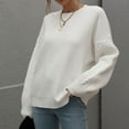 thumbnail image 6 of LYXSSBYX Women Fall Sweaters for Women 2022 Hot Sale Clearance Women Casual Solid Knitting Thick Needle Twisted Rope Long Sleeve Round Neck Sweaters Blouse, 6 of 8