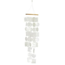 DecMode 20" White Capiz Shell Waterfall Geometric Windchime
