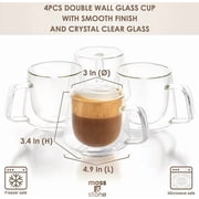 Moss & Stone 7.5 Oz Double Walled Espresso, Tea Glass Coffee Mugs Set of 4