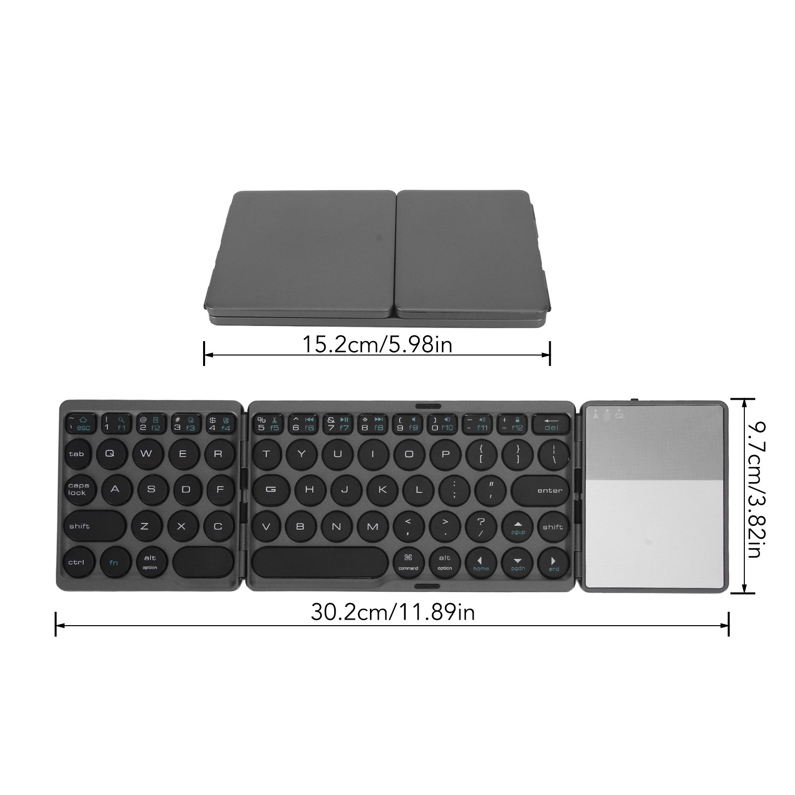 Round Key Bluetooth Foldable Keyboard with Touchpad Universal 140mAh ...