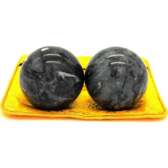 Bolas de Baoding Salud Mármol Negro Ejercicio Masaje para Hombre