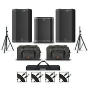 Harbinger VARI V4415 15" Powered Speakers Package With VS18 18" Subwoofer, Stands, Bags & Cables