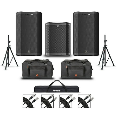 Harbinger VARI V4415 15" Powered Speakers Package With VS18 18" Subwoofer, Stands, Bags & Cables