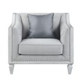 thumbnail image 2 of ACME Chaise Katia en Lin Gris et Finition Blanche, 2 of 5