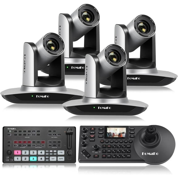 FoMaKo 20x Optical Zoom AI Auto Tracking 1080P Video Camera Bundle(FMK12UH X4 M1 KC608 Pro)