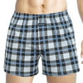 thumbnail image 2 of rygai Men Panties Plaid Mid Waist Close Fit Stretch Hidden Button Super Soft Underpants Underwear Shorts Men Clothing,Blue,L, 2 of 8