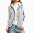 thumbnail image 4 of TARIENDY Womens Fleece Vest with Pocket Hooded Sleeveless Button Down Jackets Fuzzy Warm Casual Coat Vests Lightweight Fall Winter Outerwear Gray S, 4 of 5
