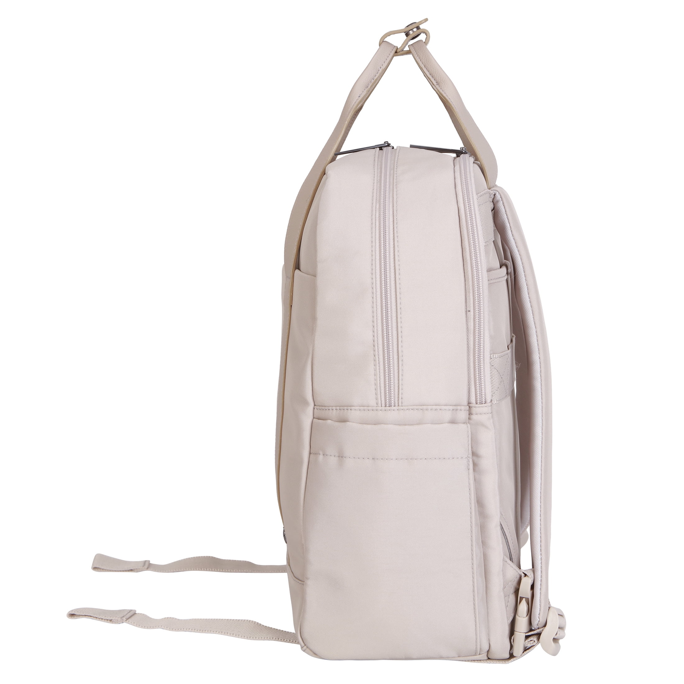 btL 16-inch Nylon Convertible Travel Backpack Tote with 15-inch Laptop Sleeve, Taupe
