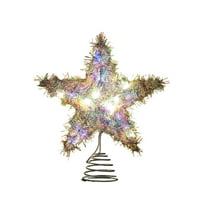 chaungfeng Iron Tree Topper, Luminous Five-Pointed Star, for Christmas Tree Decor, Holiday Lighting, Festive Display, 10"x8"