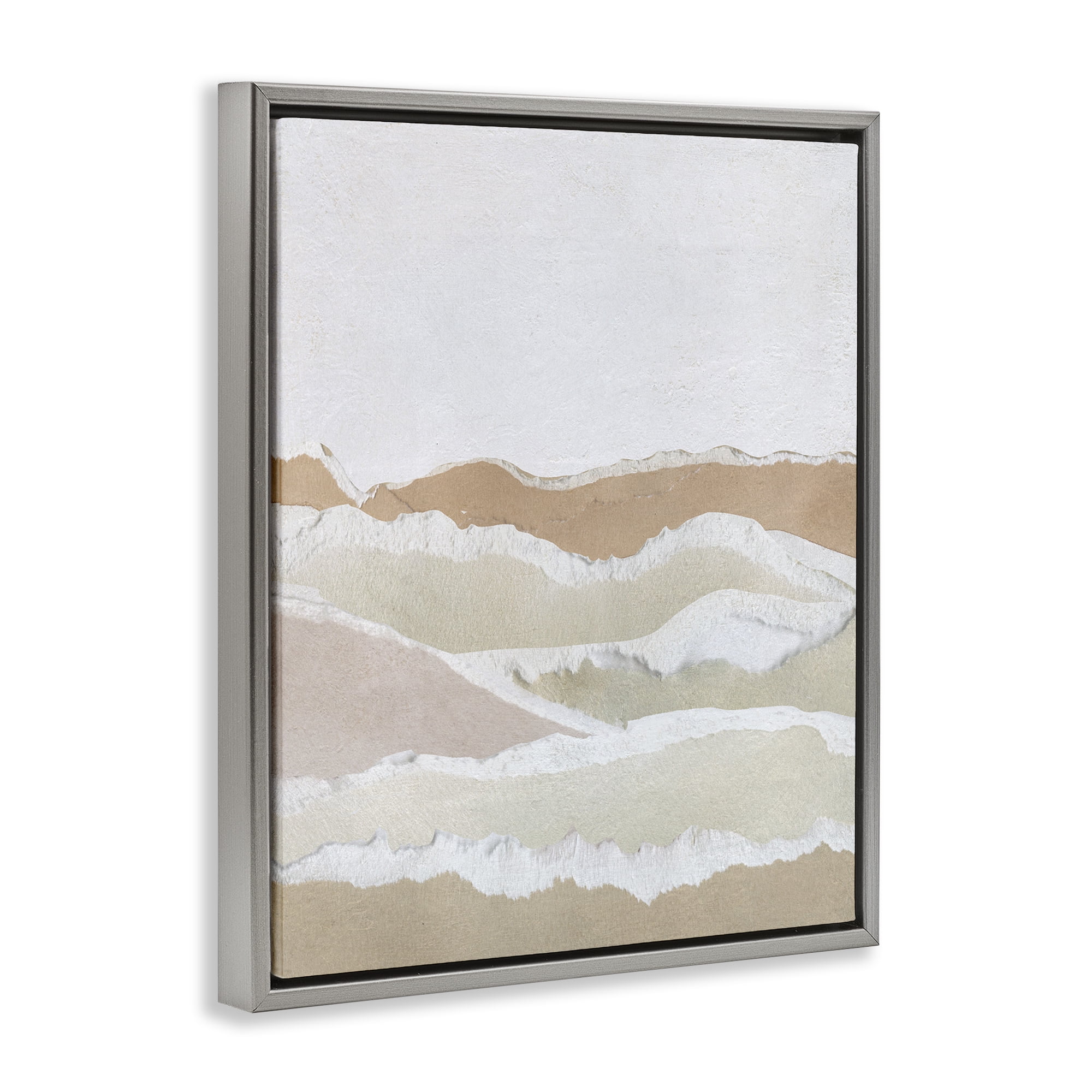 Stupell Industries Collaged Dessert Hills Abstract Painting Gray Floater Framed Canvas Art Print Wall Art, 25 x 31