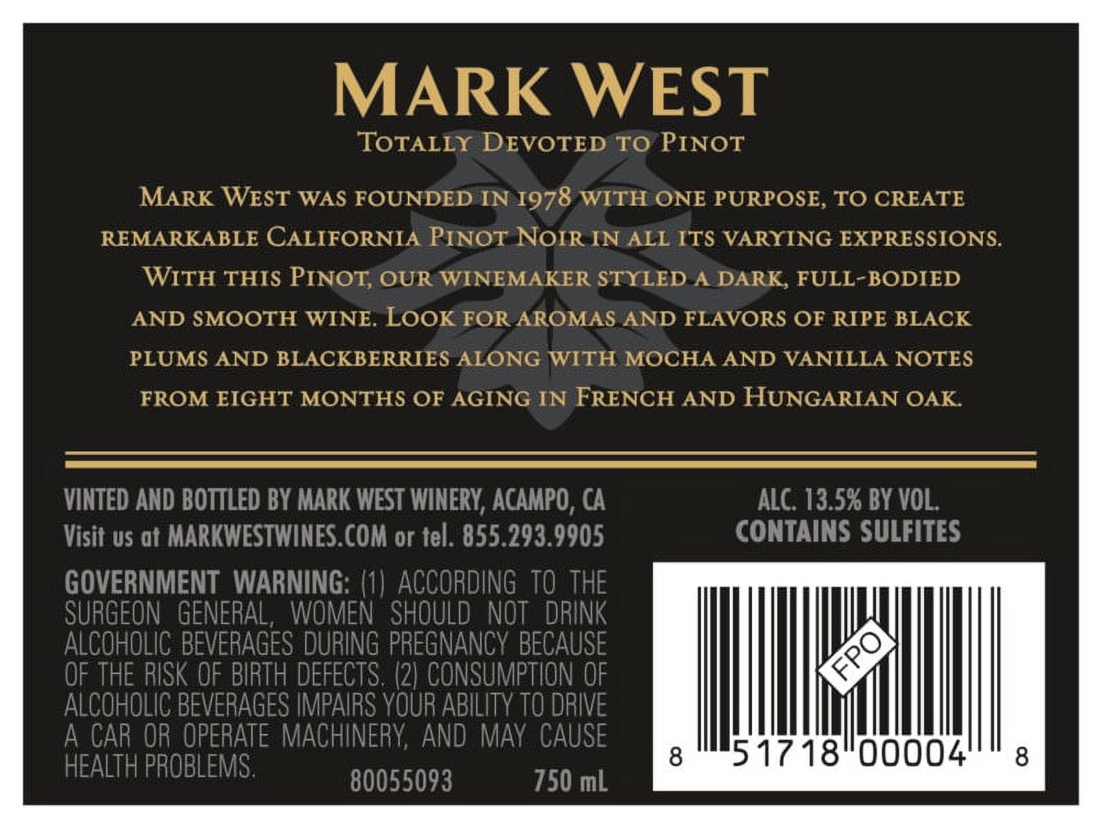 Mark West Pinot Noir - California Red Wine, 750 ML Bottle, Medium-Bodied