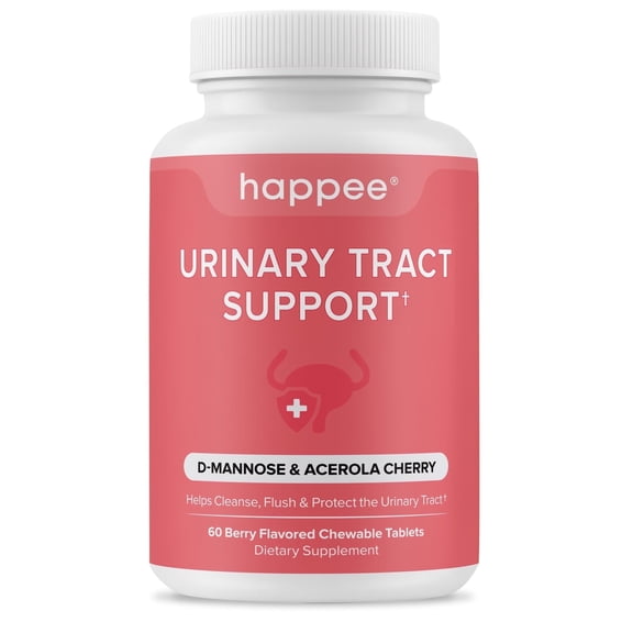 Happee Urinary Tract Health Supplement with D-Mannose – UTI Support, Relief & Prevention - Women & Men - 60 Chewables