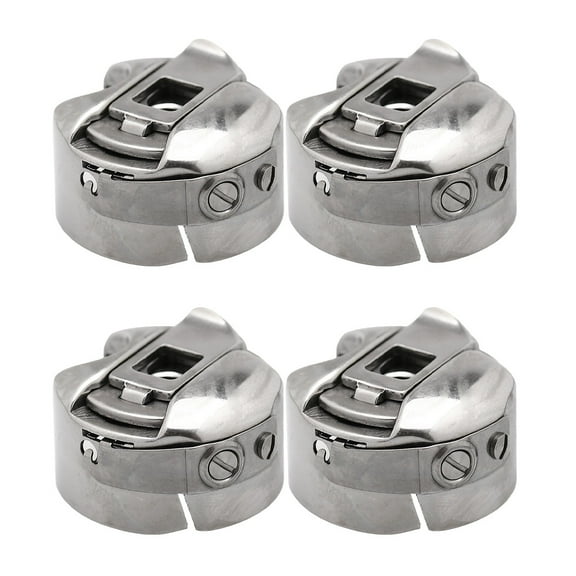 unbranded 4 pcs  Industrial Sewing Machine Bobbin Case Sewing Machine Common Flat Bobbin Sleeve Sewing Supplies (Silver)