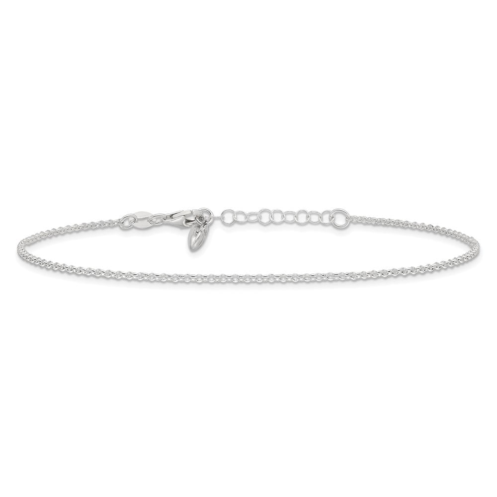 Auriga Fine Jewelry 925 Sterling Silver Heart Anklet 9inch for Women