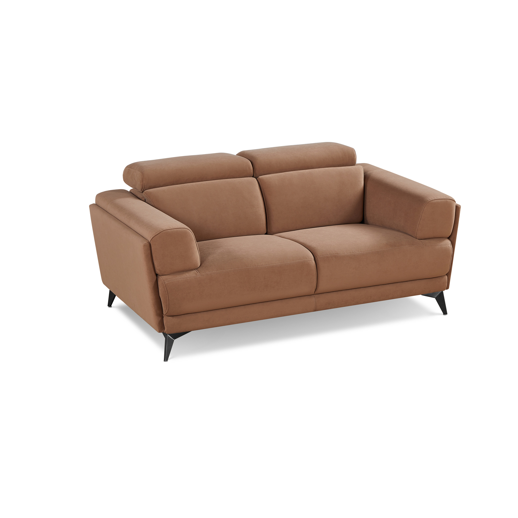 3-piece Contemporary Sofa Loveseat and Chair Living Room Set with Adjustable Headrest, Brown