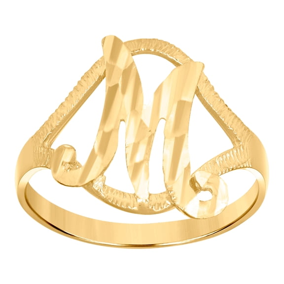 10k Yellow Gold Womens Letter Name Personalized Monogram Initial M Ring 13.7x2.00mm Wide Size 7 Ring for Women