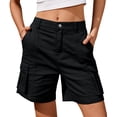 thumbnail image 1 of Bermudas cargo IVIR hasta la rodilla, color negro, para mujer, 1 of 6