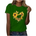 thumbnail image 1 of KIHOUT Nouveau Haut de Mode d'Été pour Femmes 2025, Haut Décontracté à Manches Courtes Imprimé Floral Col Rond Vert 2TG, 1 of 4
