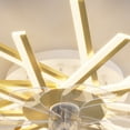 Ciling Fan Color Garwarm 36.22-in Gold Modern Dimmable Color-Changing LED Flush Mount ...