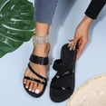 thumbnail image 6 of Msgweeeg Women Sandals Shoes for Women Women's Fashionable Casual Spring and Summer Versatile Plus Size Solid Color Rhinestone Round Toe Open-Toe Flat Sandals for Comfort & All Day Wear, 6 of 10