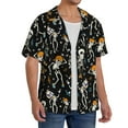 thumbnail image 2 of Pofeuu Dancing Skeleton Party Print Mens Casual Short Sleeve Shirts Beach Summer Spread Collar Pocket Tops Men's Casual Short-sleeved Shirt-3X-Large, 2 of 5
