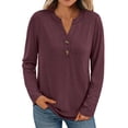 thumbnail image 2 of SUNBS Henley Blouses for Women Long Sleeve Shirts Fall Fashion Dressy Casual Tops Cute Work Outfits Clothes, 2 of 9