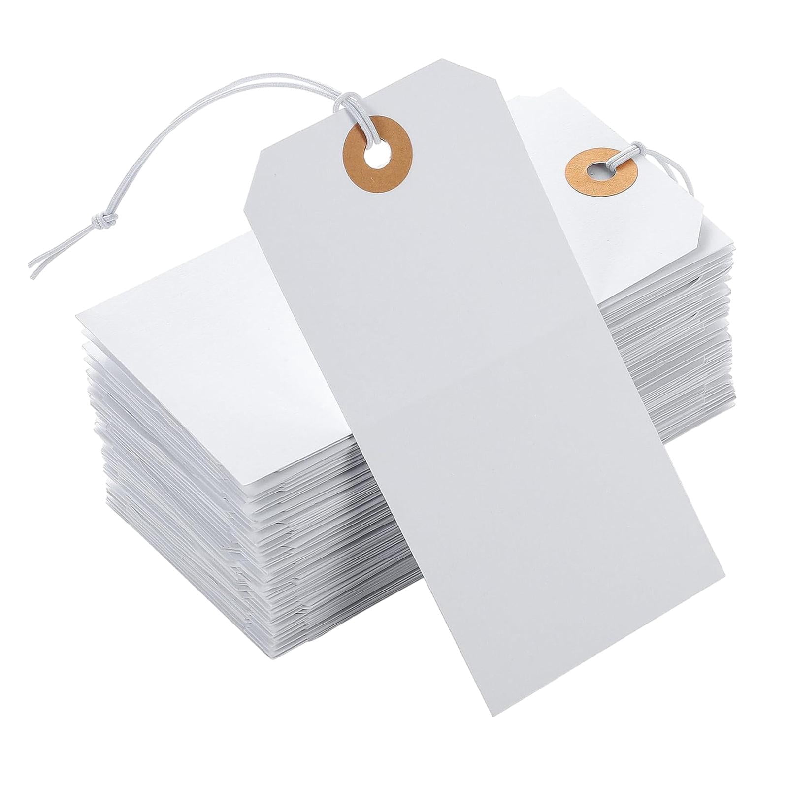Tachiuwa 100Pcs Gift Tags with String Gift Hanging Label Tags with Hole Decorations Labels Garment Tags Blank Hanging Tags for Drawing 12x6cm