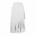 thumbnail image 4 of Women's Skirts Summer Elegant Chiffon Skirt Casual Swing Skirt High Waist Plain Ruffles A-Line Dresses Solid Color Office Work Maxi Dress Skirt, 4 of 7