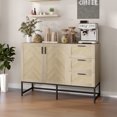 thumbnail image 2 of HOMCOM Sideboard Buffet Cabinet with Drawers and Adjustable Shelf, Oak, 2 of 10