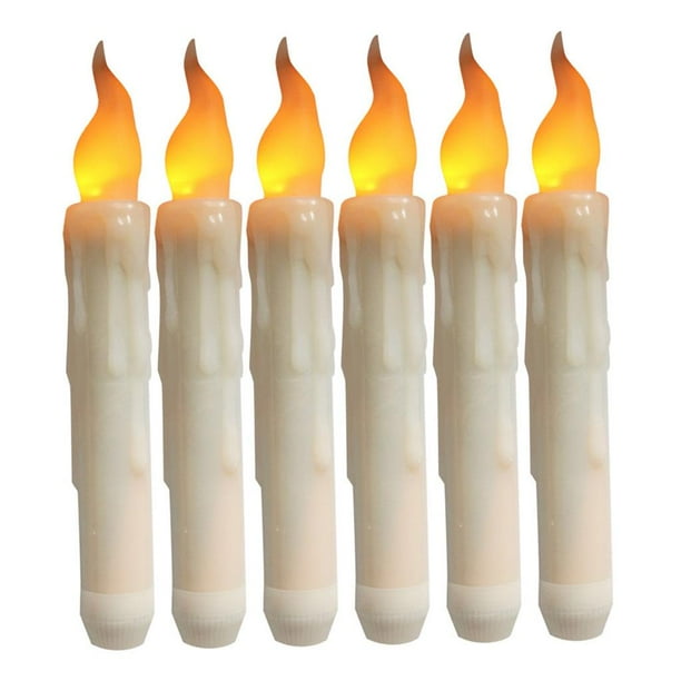 Velas de té LED sin llama, pilas AA, velas falsas sin aroma, 6 unidades, blancas Blanco