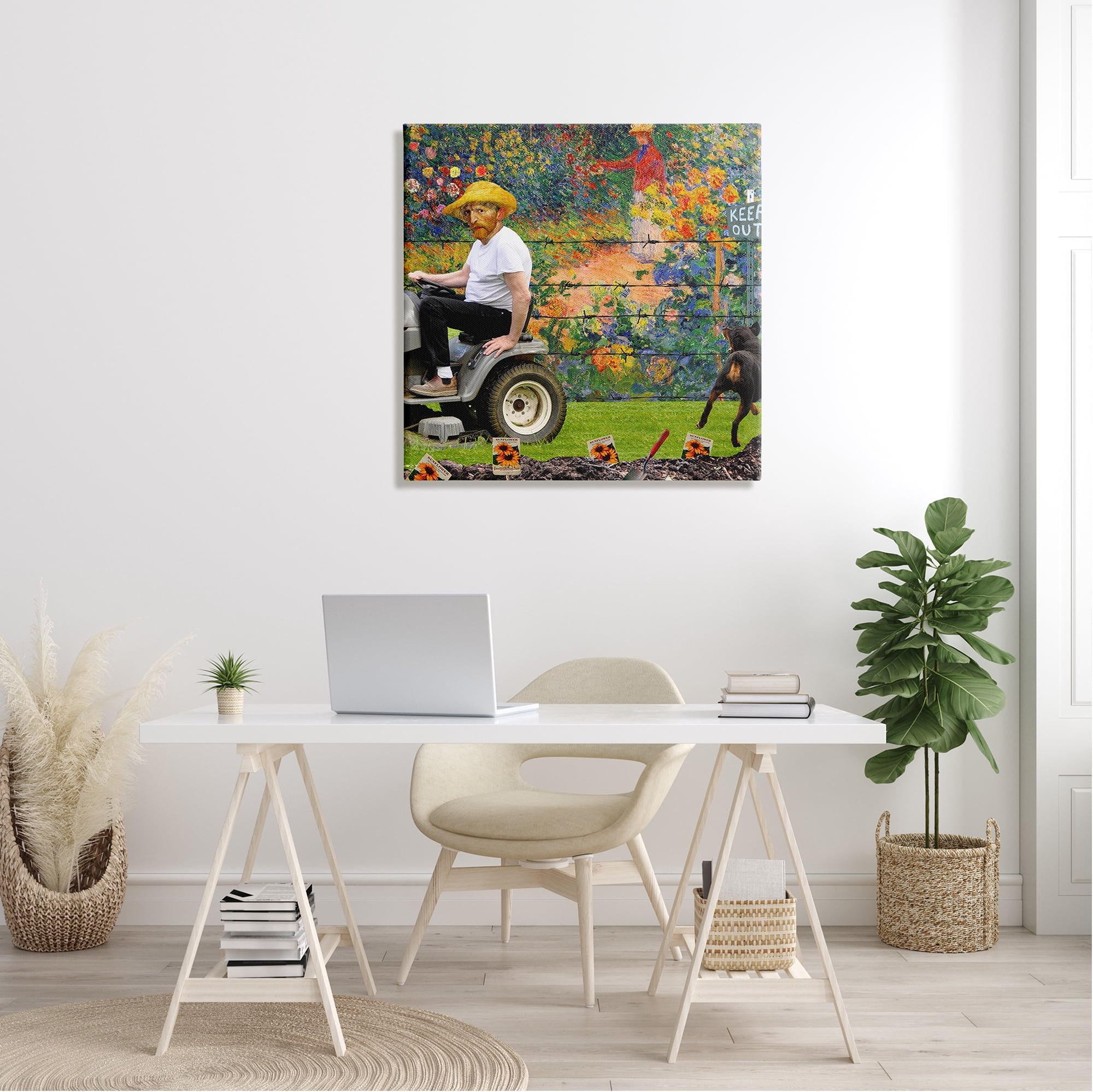 Stupell Industries Van Gogh Gardening Flowers Farmer Dog Collage Canvas Wall Art, 30 x 30, Design by Incado