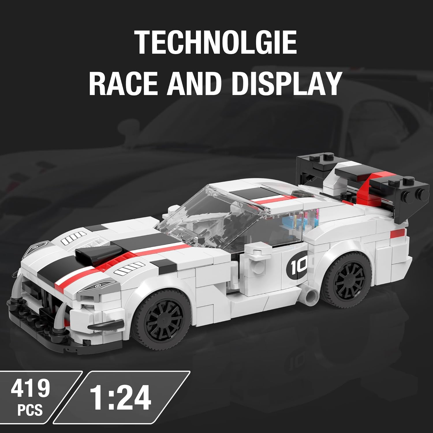 Racing Cars Building Block Sets, Super Car Building Kit, Cool DIY Bricks Collectible Model Toy Car for Adults , 419 Pieces