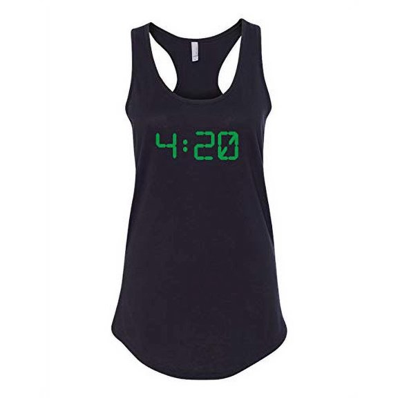 Trenz Shirt Company Funny 4:20 Digital Clock Design Ladies Racerback Tank-Black-XL